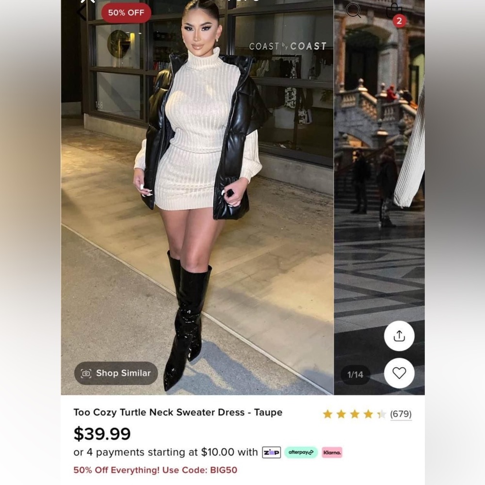 Women's Taupe Sweater Dress